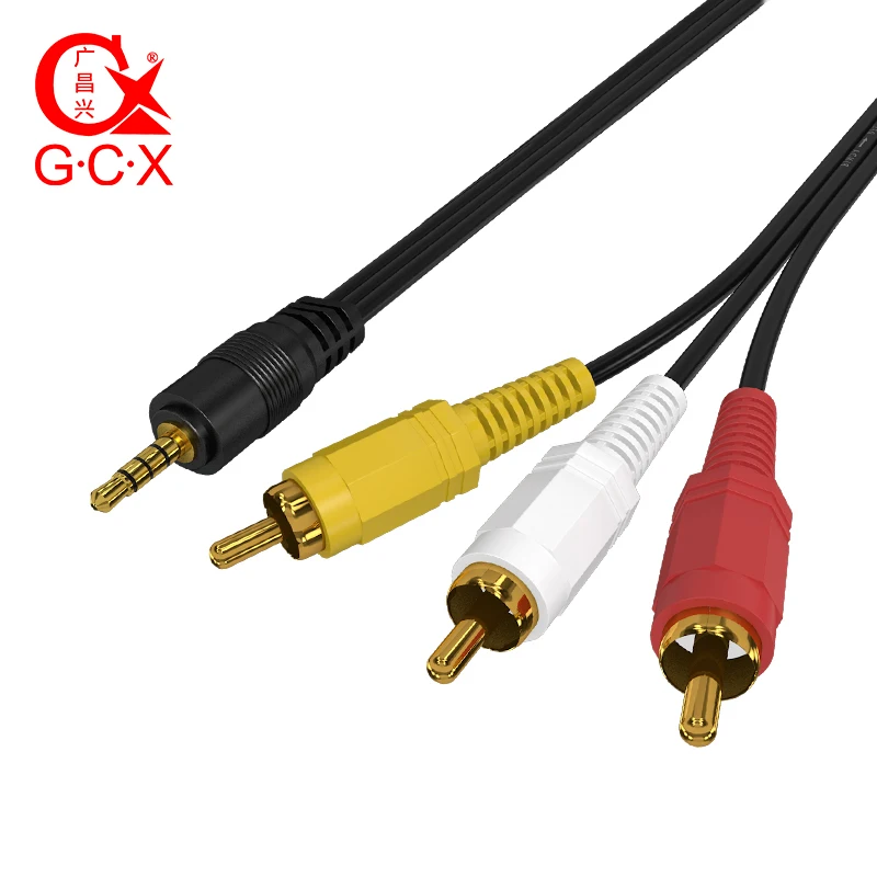 

G.C.X 3.5mm Jack to 3RCA Splitter Male to Male Standard 3.5 to 3 RCA Audio Converter Video AV Adapter Speaker Cable