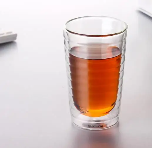 

Free shipping !!! 1pcs/lot 350ml coffee cup, espresso SA,double wall with thread shape