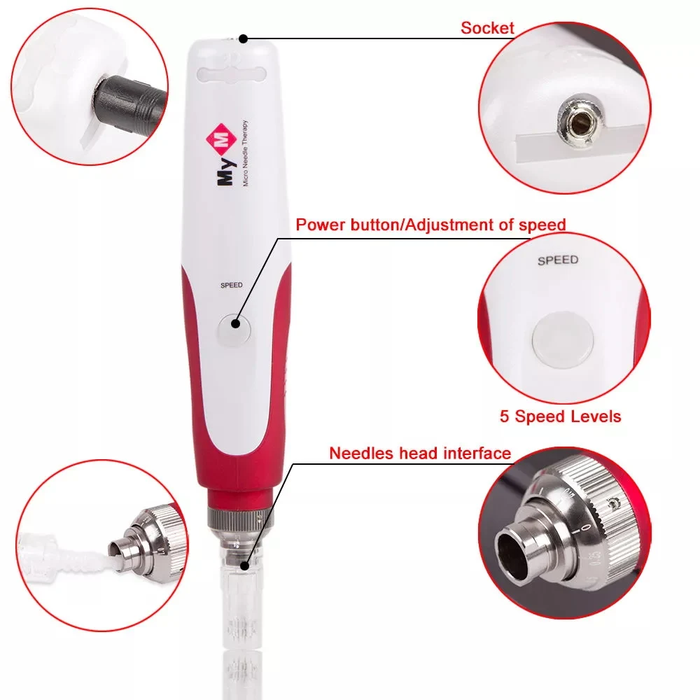 Эффективная обработка Горячая омоложения кожи микро мезороллер ручка-печатка Профессиональная с беспроводной/проводной