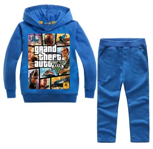 

New Spring Autumn Kids GTA 5 Tracksuits Boys Baby Boy Hoodied Coats And Jackets Pants Sets Fashion Children Clothing Sports Suit
