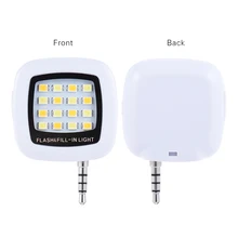 New Mini 16 LED Selfie Flash Light For Smartphone Camera Support Running iOS/Android/WP8 Phone 3.5mm Jack Plug S0F91 P0.16