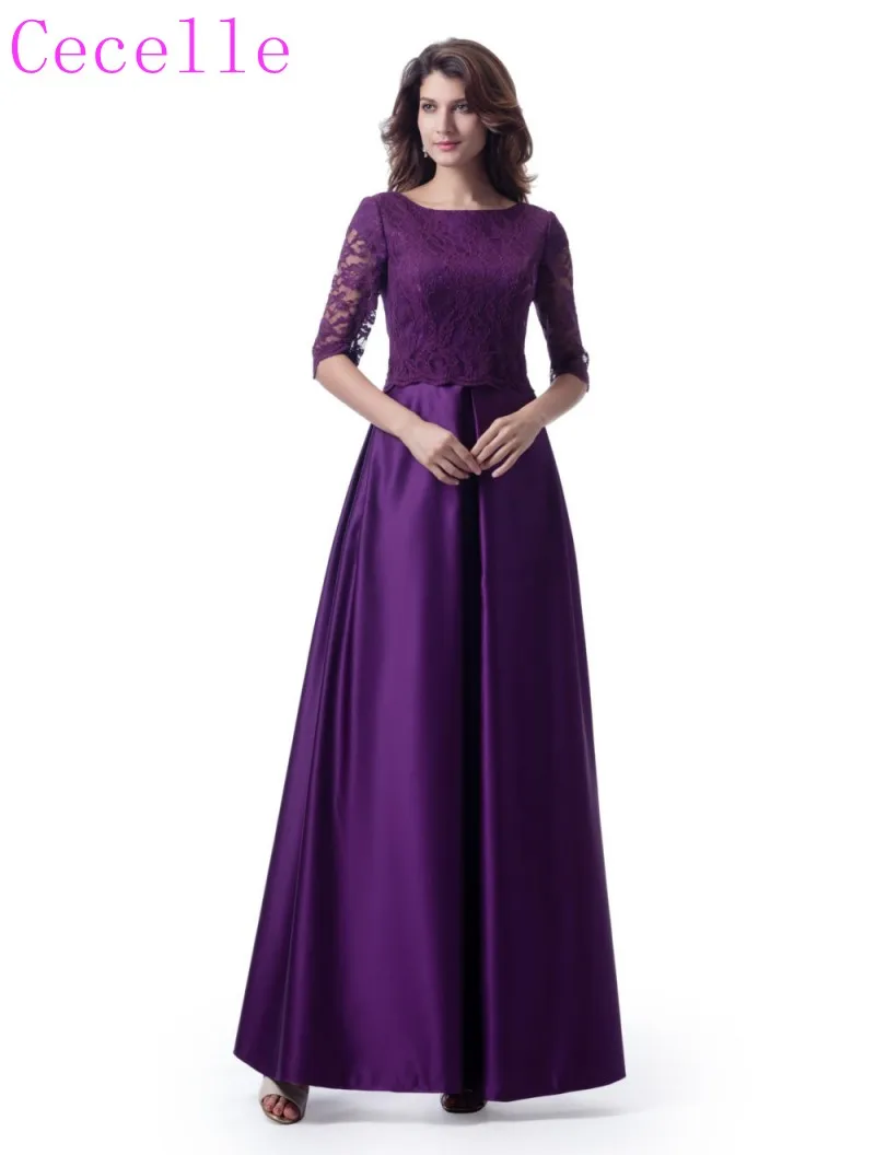 Aliexpress com Buy 2019 Purple Lace Satin Modest 