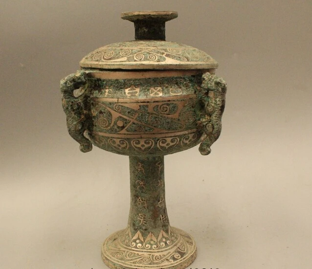 

wholesale factory 10" Ancient China Chinese Dynasty Palace Bronze Silver Dragon Incense Burner Censer