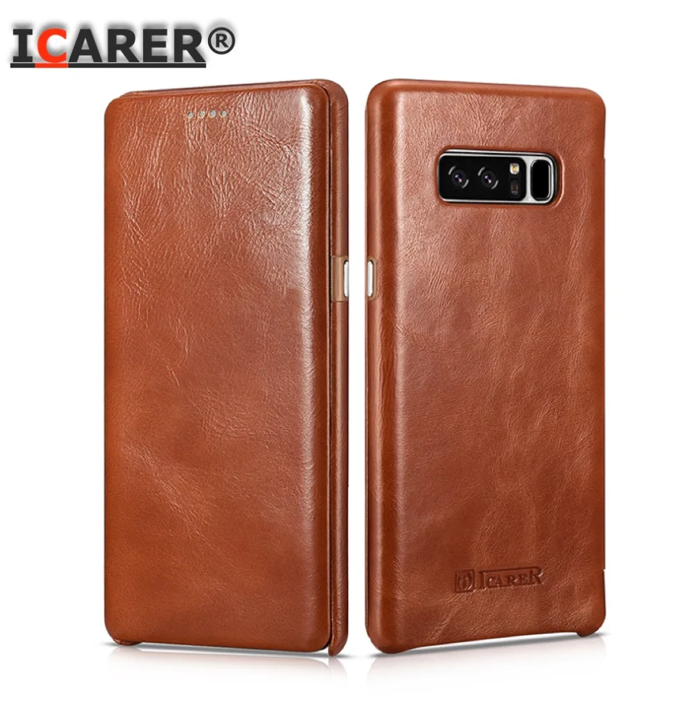 Genuine Leather Flip Cover For Samsung Galaxy Note 8 Full Edge Closed