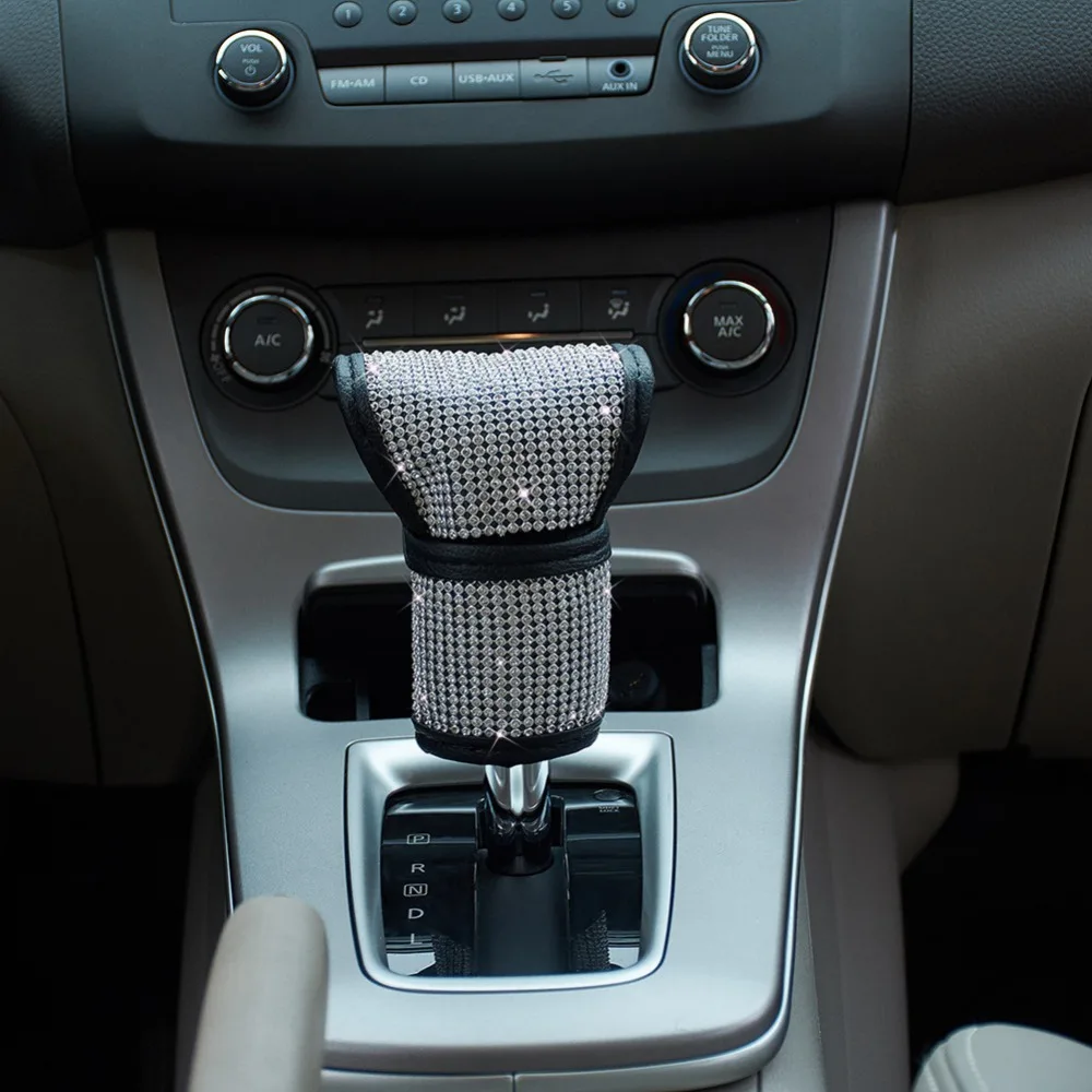 

Styling Car Shift Knob Collars PU Cover With Bling Bling Diamonds Knob Shifter Covers 1 Pcs