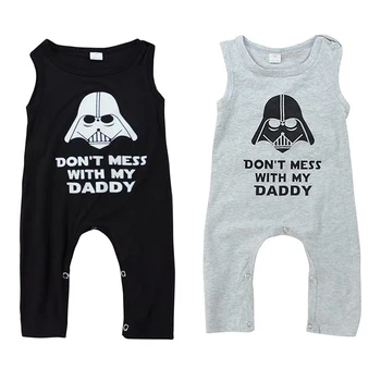 

Infant Baby Clothes Romper Letter Print Sleeveless Cotton Jedi Rompers Newborn Baby Overall Outfits 2colors