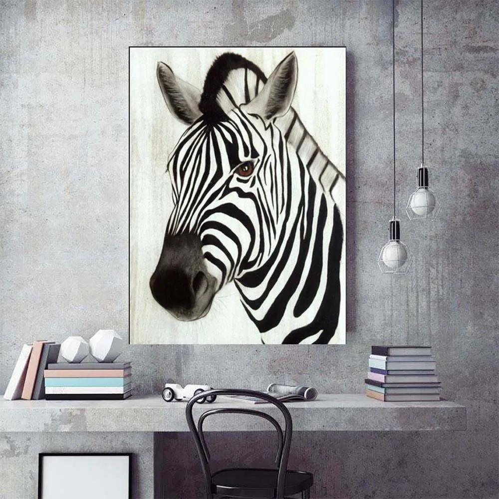 Black and White zebra animals wall mural picture artwork canvas oil