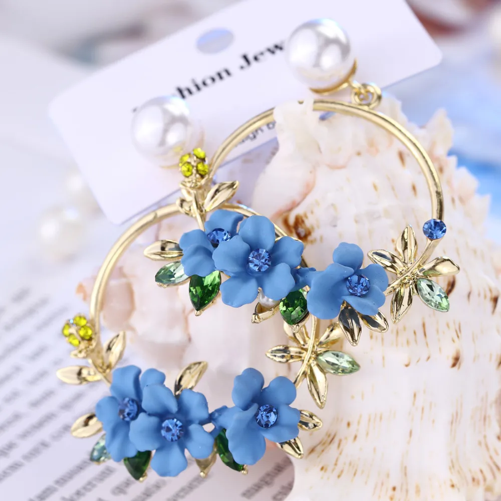 2018 элегантные тканевые серьги подвески с цветком Bijoux Sweety Красочные Лепестковые