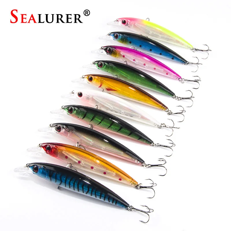 

Brand 10pcs/lot 11cm/13.5g Minnow Fly Fishing Lure Floating Wobbler Isca Plastic Hard Fish Bait Pesca Crankbait Tackle