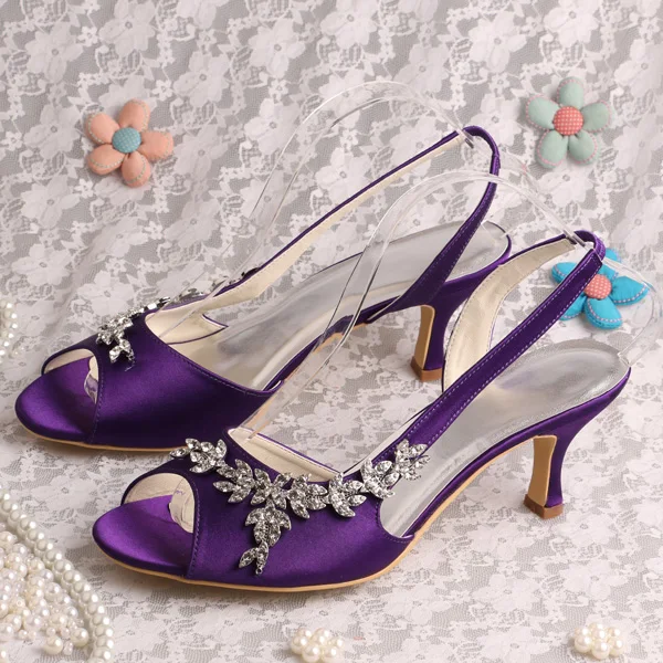 Темно-синие сандалии с открытым носком; подходит для свадьбы; женская летняя обувь на среднем каблуке - Цвет: Фиолетовый