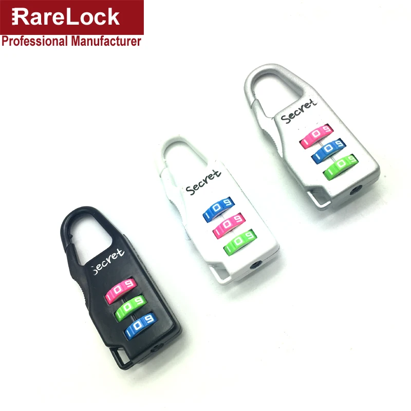 Rarelock MMS442 Combination Padlock 3Color Code Lock Men Women Travelling Bag Backpack Handbag Wedding Gift Box