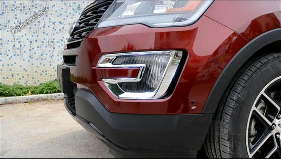 Lapetus Front Fog Lamp Foglight Lights Frame Cover Trim Fit For Ford Explorer 2016 2017 ABS Accessories Exterior Chrome | Автомобили и