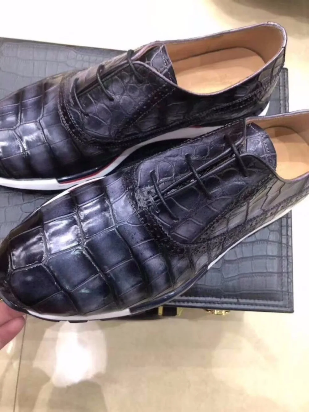 Brillante Mezclados Del Colores Cocodrilo Zapatos Durable Genuino Piel Los Zapato Hombres Vientre 100 La Negocios De Con 2 B0TwpTq1