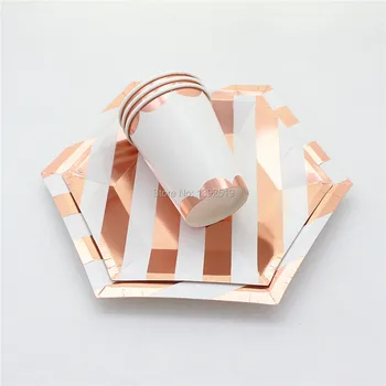 

Metallic RoseGold Paper Plates Cups Straws For Wedding Bridal Shower Bachelorette Party 1st Birthday Unicorn Party