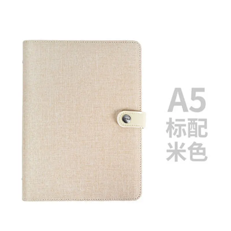 Yiwi A5 A6 Color Cloth Material Cover Notebook Snap Planner Journal Organizer Binder Stationery - Цвет: A5 Beige