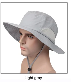 Широкая шляпа для рыбалки для мужчин и женщин, рыбацкая шляпа, хлопковая уличная летняя Защита от солнца УФ-Кепка, противомоскитная шляпа, маска для лица, AC - Цвет: Серый