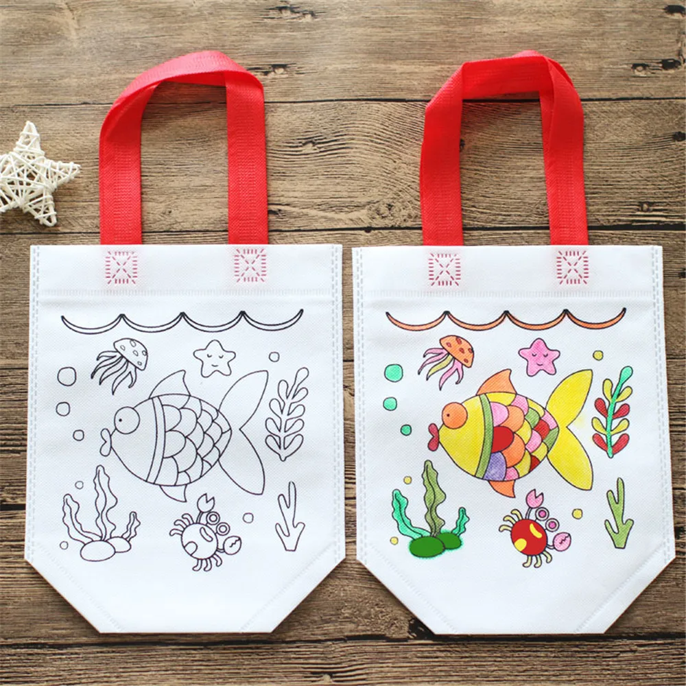 

Drawing Toys DIY graffiti painting Bag cloth bags non-woven fabric Coloring Craft Kits Children Creative Learning & Education