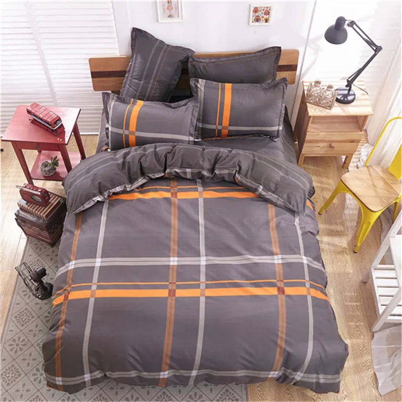 2017 New Arrival Modern Style Plaid Brown and Grey Color Home Bedding
