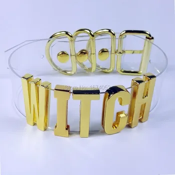 

Punk Gothic 100% Handmade Gold Letter Choker Clear PVC Transparent Witch Cosplay Tall Word Name Collar Signature Necklace