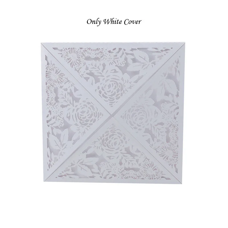  50pcs White Elegant Square Hollow Laser Cut Wedding Invitation Card Custom Printing Wedding Decorat - 32984962112
