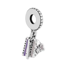 Аутентичный 925 стерлингового серебра смешанный эмаль праздничный торт Подвески Подходит браслет бусины для изготовления ювелирных изделий