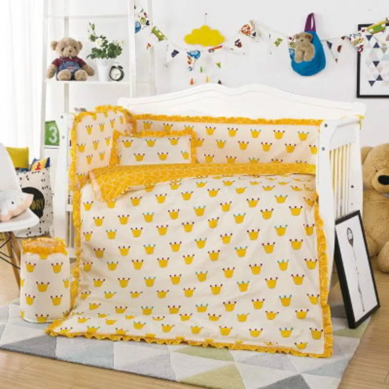 

4Pcs Cotton Breathable Printed Baby Crib Cot Bumper Protector Newborn Bed Surrounded By Safety Rails Bedding Supplies