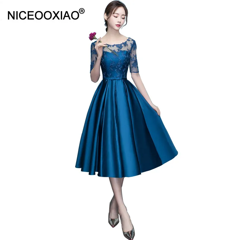 Niceooxiao Premium Quality Women S Blue Elegant Satin Party