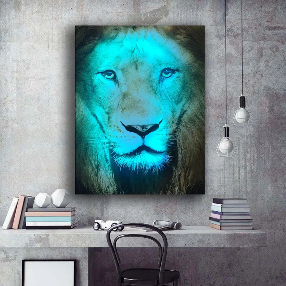 Painting LED Lights Bluetooth Lamp Lion Wall Art Printed Picture Giclee Animal