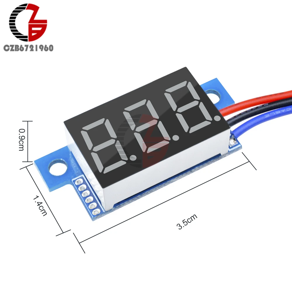 0,3" дюймовый светодиодный цифровой вольтметр 0-99,9 V 2/3 провода 3 знака автомобиля мотоцикла Напряжение метр 3,3 V 5V 12V 24V 48V Вольт тестер детектор
