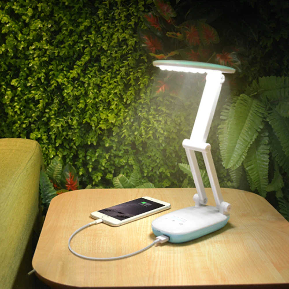  4 Modes Dimmer Portable Led Desk Lamp Power Bank 2400mAh Battery Folding 3-Layer Body Table Light R