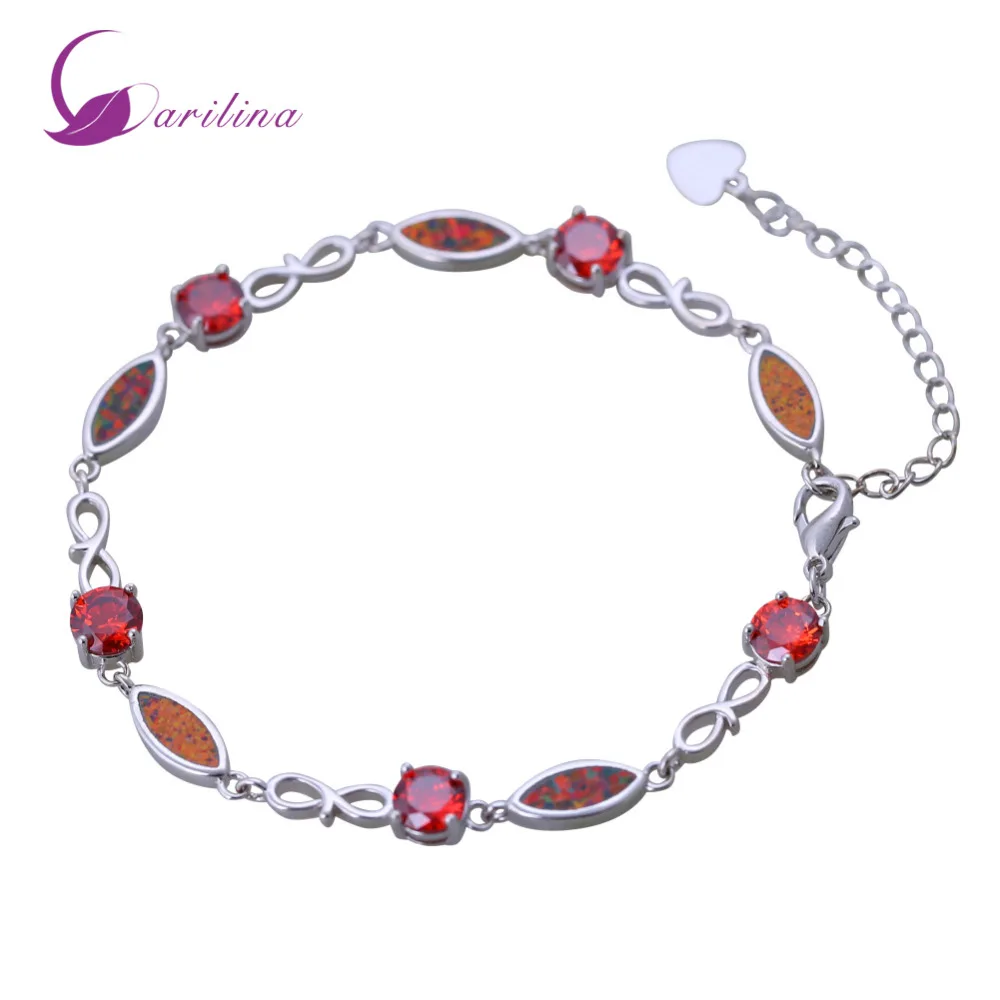

New Hot Popular 925 Sterling Silver Red Garnet Fire Opal Bracelets for women pulseiras femininas B223