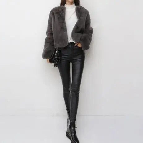 gris Épaississent Faux Fluffy Lapin Surdimensionné Vison De 2018 Manteaux Vestes G484 Survêtement Moelleux Manteau D'hiver Femmes Rétro Fourrure Noir fPSUq1xHw
