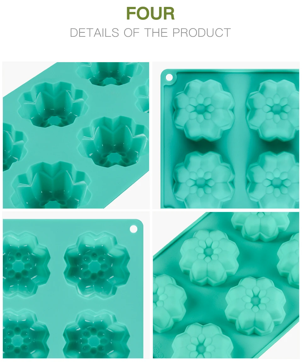 Silicone Cake Mold 3D Flowers 6 Cavity Decorating Tools For Cakes Baking Bakeware Moulds