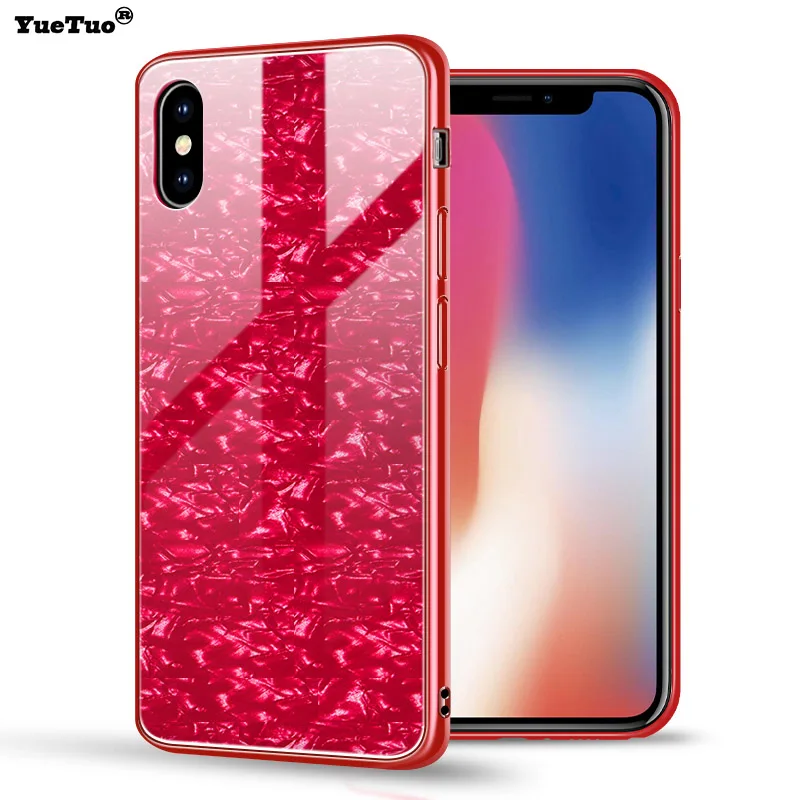 YueTuo Блестящий стеклянный мраморный чехол для iphone x xs max xr xsmax 6 s 7 8 plus 6plus 7plus