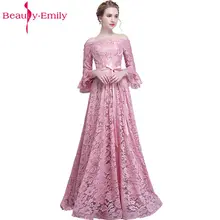 Beauty Emily розовые кружевные платья для подружек невесты длинного размера плюс А-силуэт платья для выпускного вечера Формальные Свадебные платья