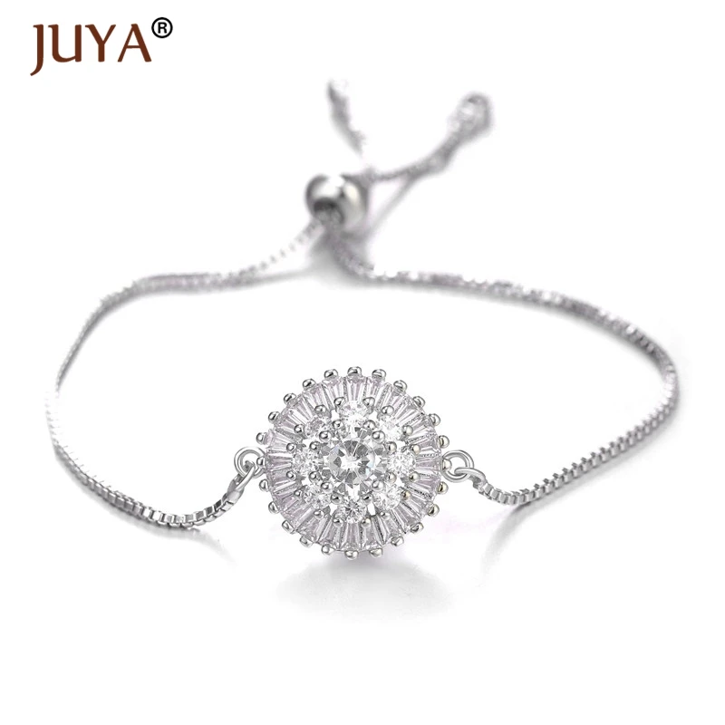 Juya, роскошный браслет с цирконием и кристаллами, розовое золото, регулируемые браслеты с цветами для женщин, модное ювелирное изделие, новинка