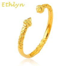 Ethlyn Ethiopian Real man jewelry accessories Gold Color Opening embossing gold bracelets & bangles for men B38