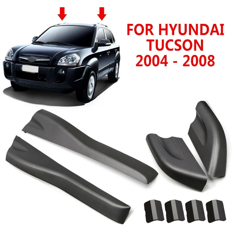 Pcmos 8 шт черные Рейлинги на крышу для hyundai Tucson 2004-2008 Авто наружные части Передняя Задняя Левая Правая крыша