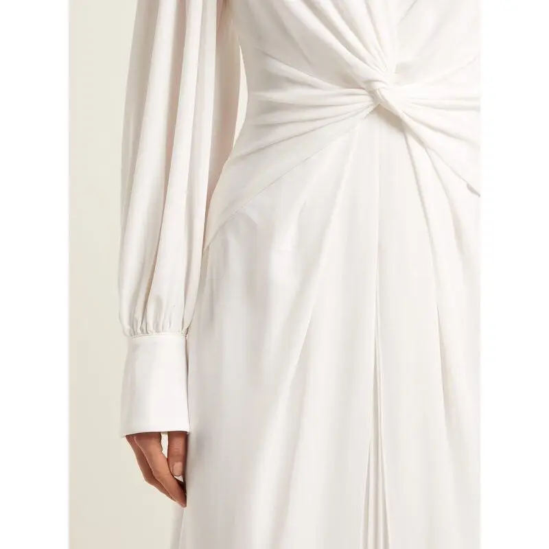 Высокое качество, сексуальное Белое Элегантное Длинное платье, ночная рубашка с рукавом-фонариком, модные женские праздничные платья для встречи выпускников