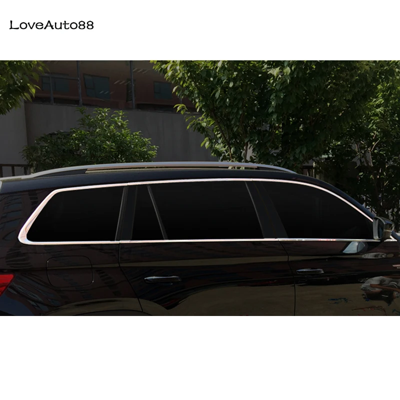

12Pcs Car Full Window Trim Chrome Covers Chromium Styling For Skoda Kodiaq 2017 Car Decorative Sequins Car Styling
