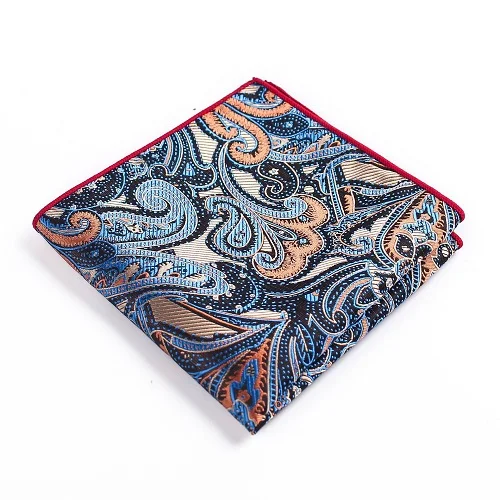 Синий Bridegroom Wedding Business Men Tuxedo Suit Imitated Silk Royal Blue Orange Floral Embroidery Pocket Square Towel Handkerchief - Цвет: Синий
