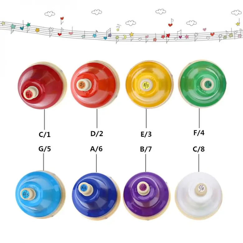 8 нот красивый красочный колокольчик набор музыкальный инструмент музыкальная игрушка для детей ребенка раннего образования