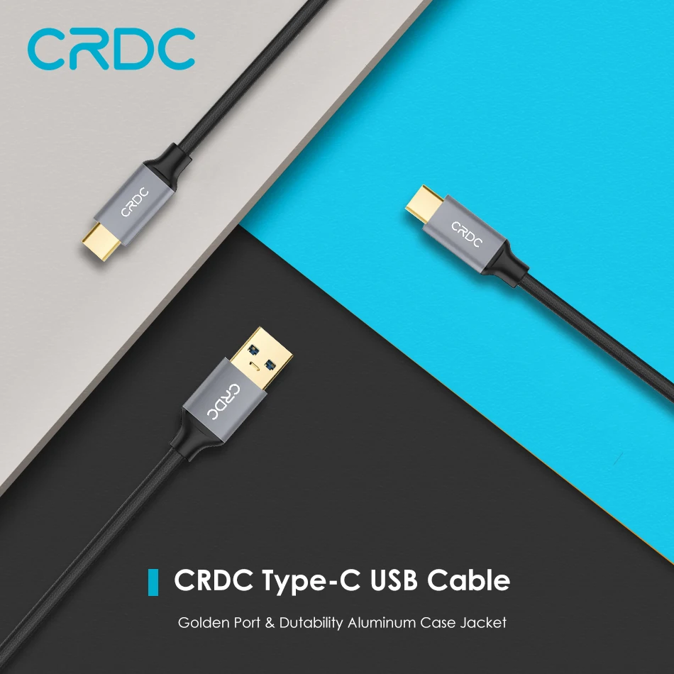 Type-C кабель CRDC USB 3,0-C Высокоскоростной плетеный кабель для быстрой зарядки и передачи данных для Macbook samsung S8 Xiaomi mi5 mi6 huawei