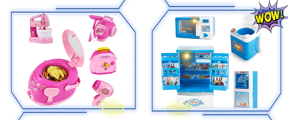 Синие Мини бытовые ролевые игры кухонные детские игрушки пылесос миксер рисоварка Обучающие приборы для девочек игрушки M033