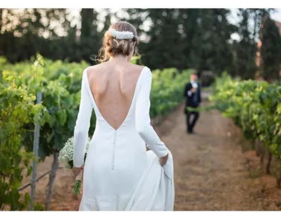 С длинным рукавом оболочка простое свадебное платье скромные свадебные платья в стиле кантри vestido de noiva на заказ