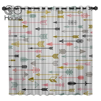 

COCOHouse Tribal Feather Colorful Arrow Room Curtains Large Window Window Curtains Dark Living Room Bathroom Outdoor Fabric