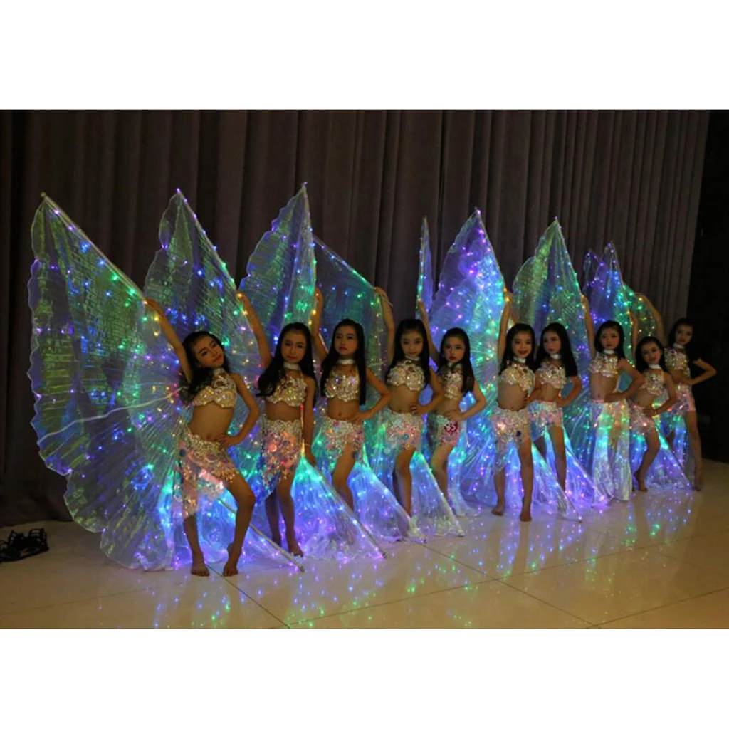 Girls Belly Dance LED Isis Wings Egyptian Indian Club Light up Dancing Wings