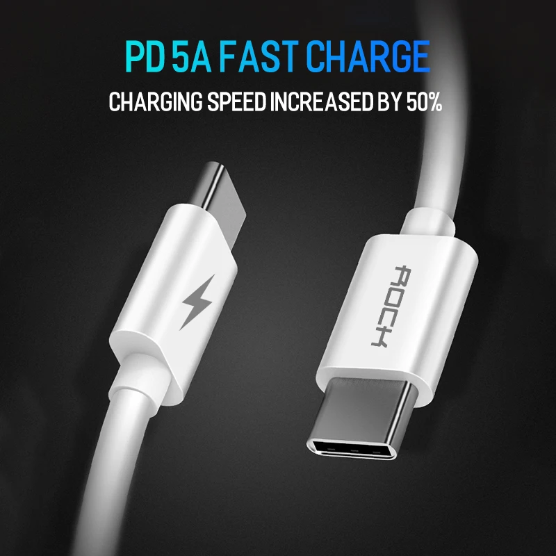 ROCK PD 3A usb type C USB-C кабель для samsung huawei OnePlus 6t 6 5 для iPad Pro для Macbook 60 Вт QC 4,0 type C кабель