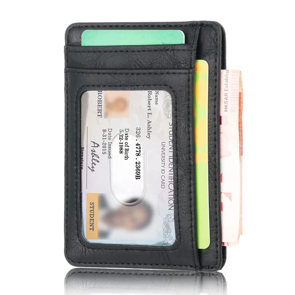 Тонкий RFID блокирующий кожаный бумажник кредитный ID держатель для карт кошелек чехол для денег для мужчин и женщин 11,5x8x0,5 см