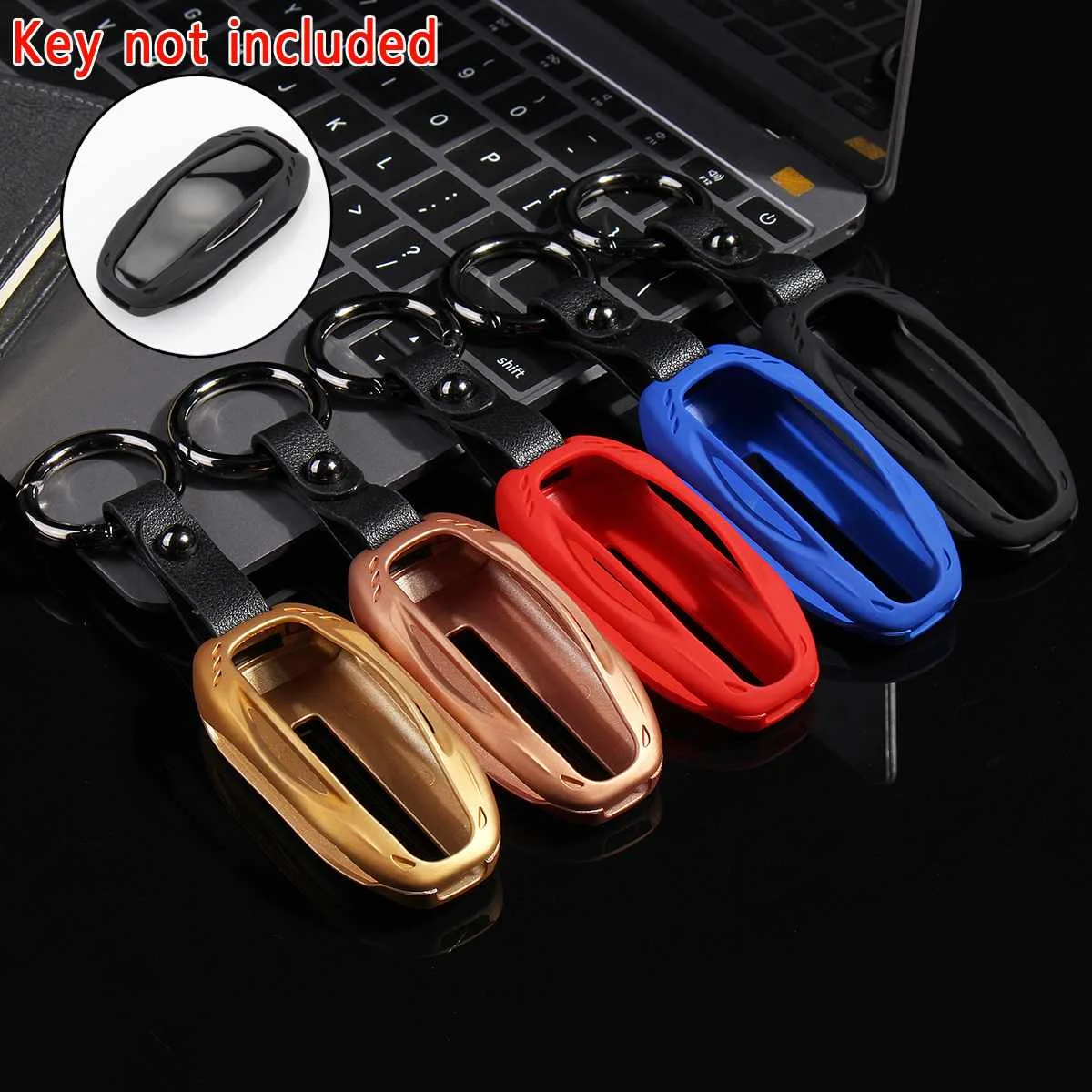 

5Colors Metal Car Remote Key Case Shell Cover Cover Fob with Key Chain For Tesla Model S 2012-2018/Model 3 2016 2017 2018+